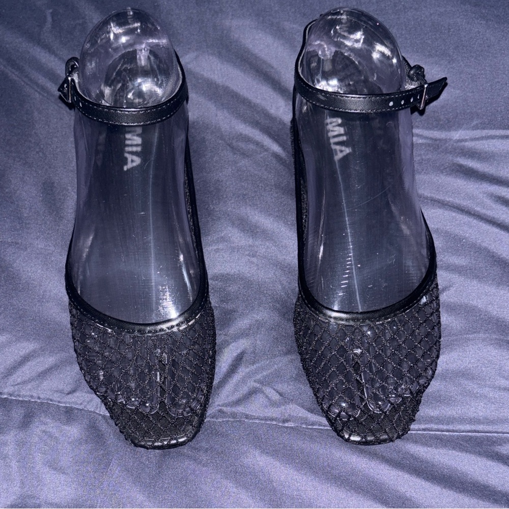 MIA Womens Roz Ankle Strap Ballet Flats Casual - Black Sz 6